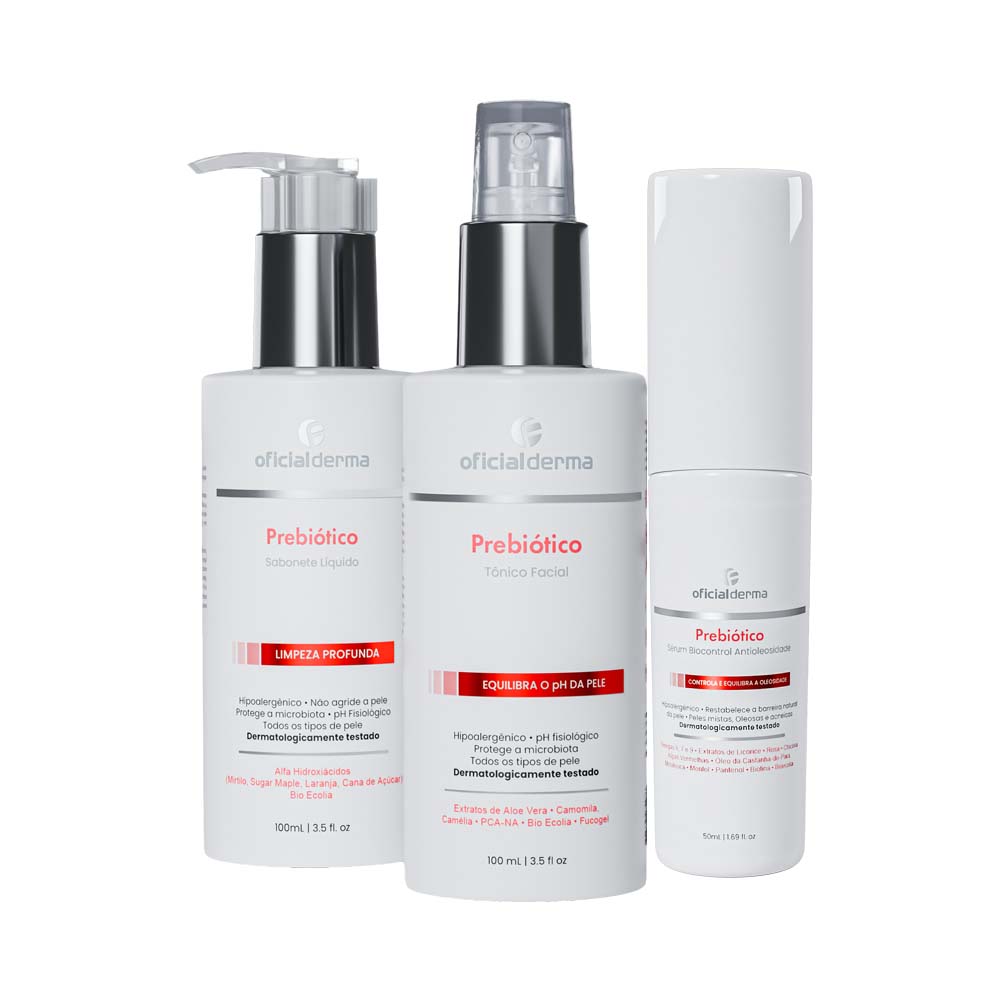 Kit Rotina Completa Prebi&oacute;tica - Sabonete + T&ocirc;nico + S&eacute;rum