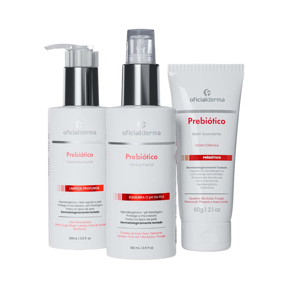 Sabonete L&iacute;quido + T&ocirc;nico + Balm Facial | Prebi&oacute;tico