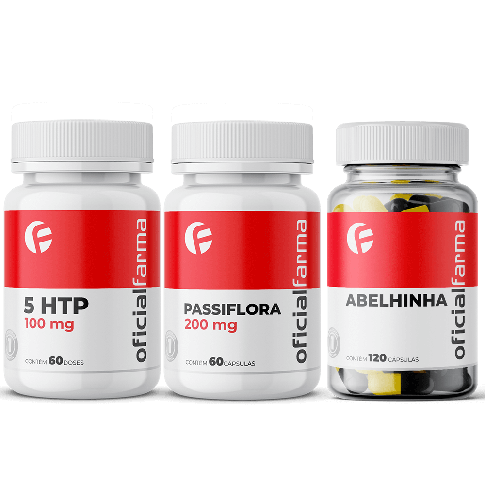 5 Htp 100Mg 60 C&aacute;psulas + Passiflora 200Mg 60 C&aacute;psulas + Termog&ecirc;nico Abelhinha 120 C&aacute;psulas