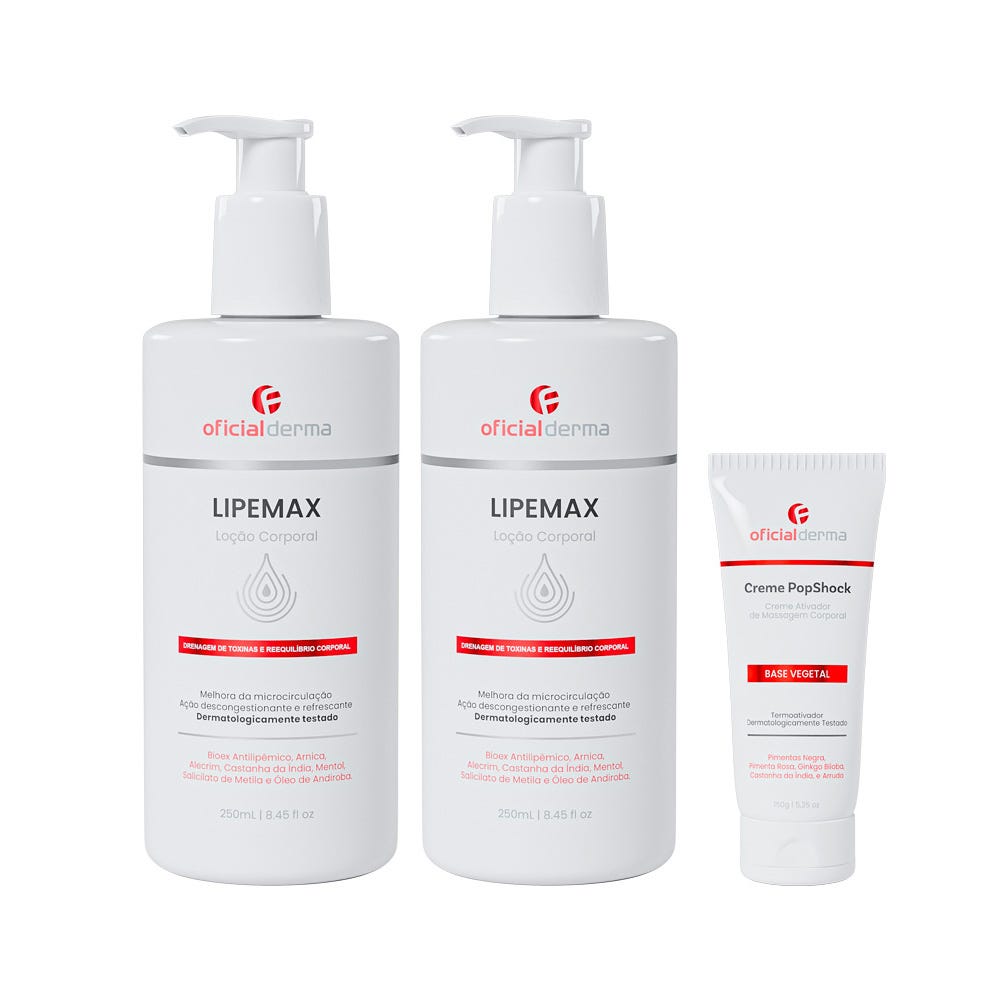 Lo&ccedil;&atilde;o Pernas Cansadas e Celulite Lipemax + Creme Massagem Popshock