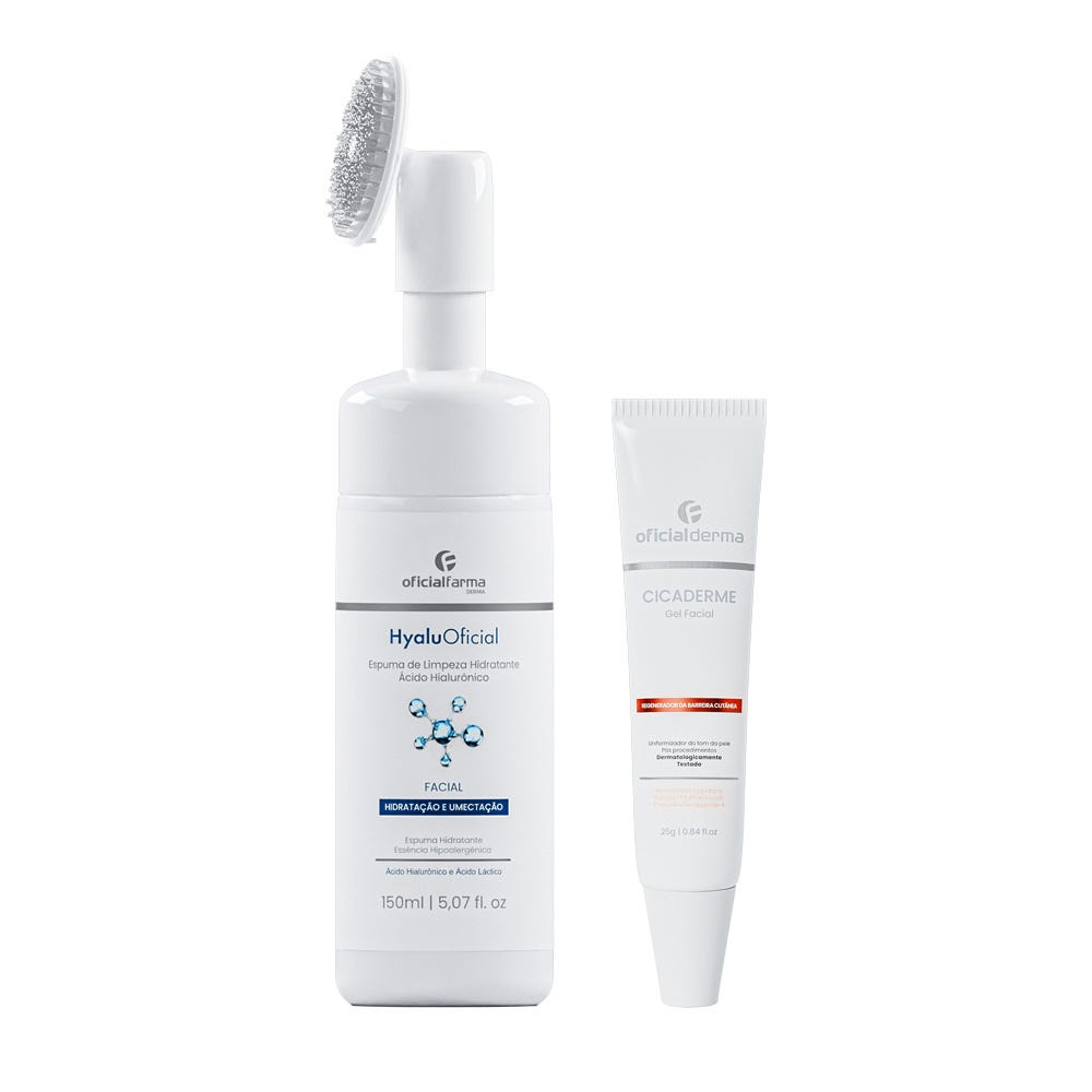 Espuma Limpeza Hidratante HyaluOficial + Gel P&oacute;s Peeling Cicaderme