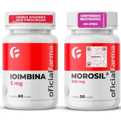 Ioimbina 5mg 60 Doses + Morosil&reg; 500mg 30 Doses Mastig&aacute;veis