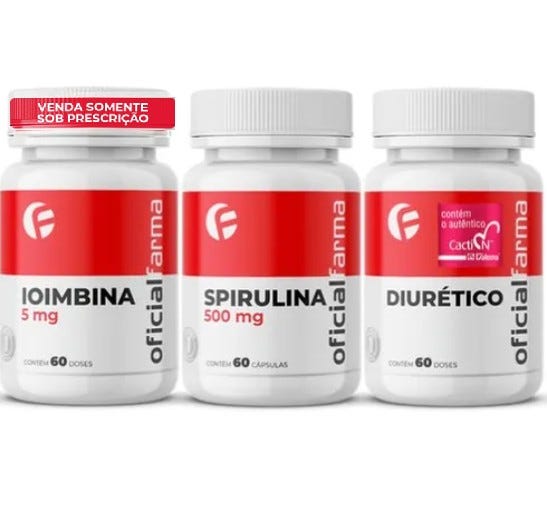 Ioimbina 60 Doses + Spirulina 60 C&aacute;psulas + Diur&eacute;tico 30 Doses
