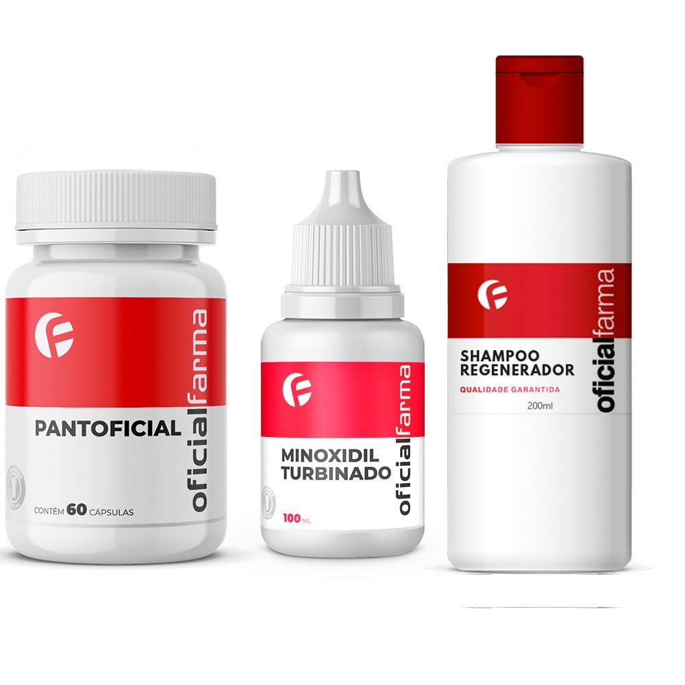 Pantoficial 60 C&aacute;ps + Minoxidil Turbinado 100ml + Shampoo Regenerador 200ml