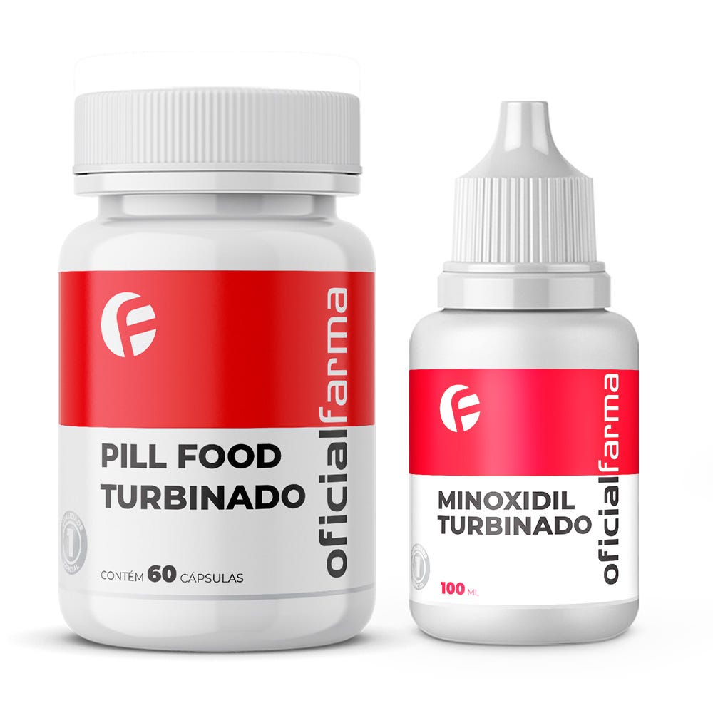Pill Food Turbinado 60 C&aacute;psulas + Minoxidil Turbinado 100ml