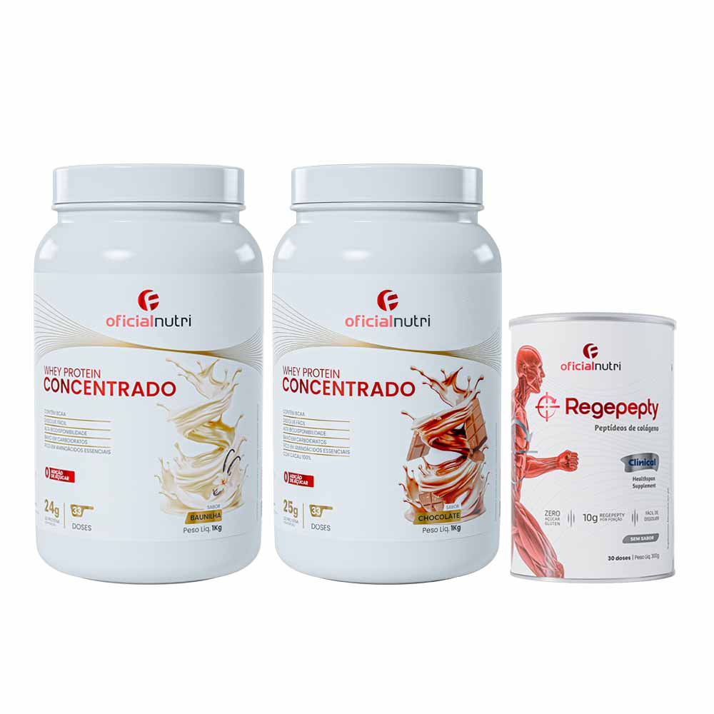 Whey Protein Concentrado Brownie + Whey Baunilha + Regepepty Sem Sabor